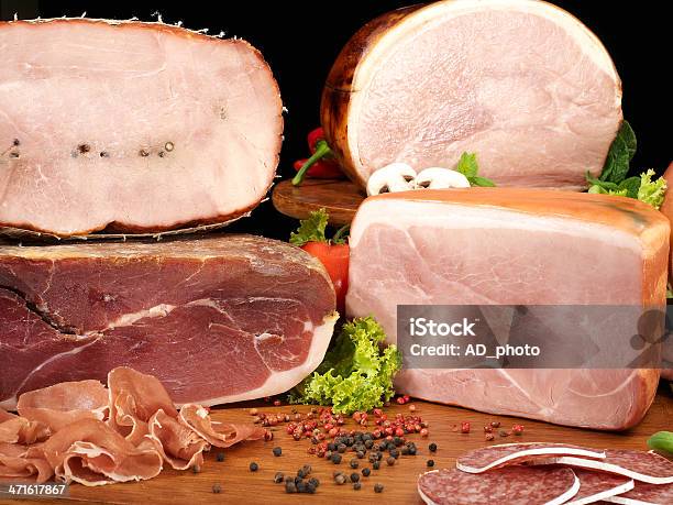 Collection Of Cold Cuts Stock Photo - Download Image Now - Collection, Cured Ham, Delicatessen