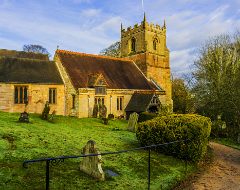 a country village parish church in england - beoley worcestershire