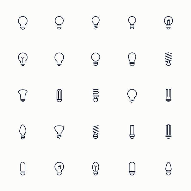 25 idea light bulb minimal line icons 25 idea light bulb minimal line icons vector single line power isolated electricity stock illustrations