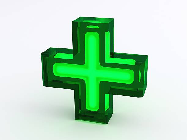 Green Medical Cross Sign stock photo