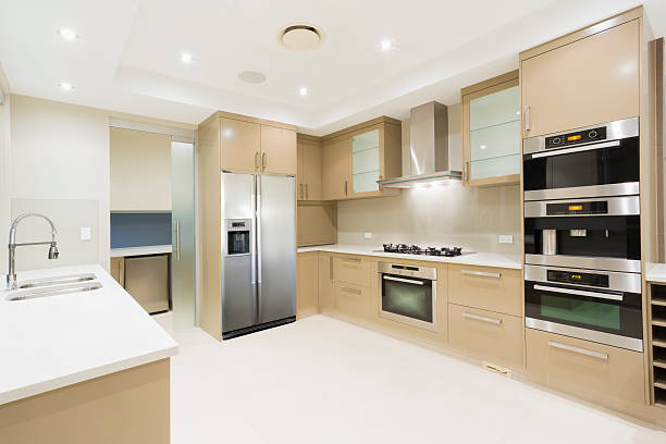 istock Modern white kitchen in new luxurious home 471620950