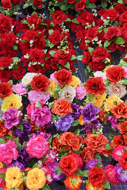 istock Bright and beautiful colors of plastic flowers 471621086