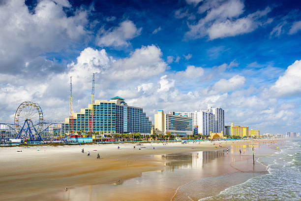 Daytona Beach Florida Daytona Beach, Florida, USA beachfront skyline. daytona beach stock pictures, royalty-free photos & images