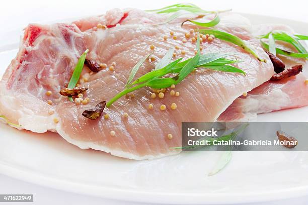 Primas Chuletas De Cerdo Con Especias Filetes Largos Foto de stock y más banco de imágenes de Ajo