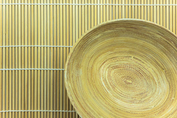 istock Wooden bowl on bamboo mat 471623029