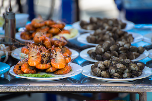 seafoods on the beach stall