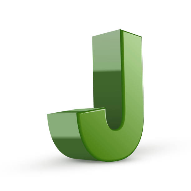 3 d 버처 알파벳 j - letter j alphabet three dimensional shape green stock illustrations