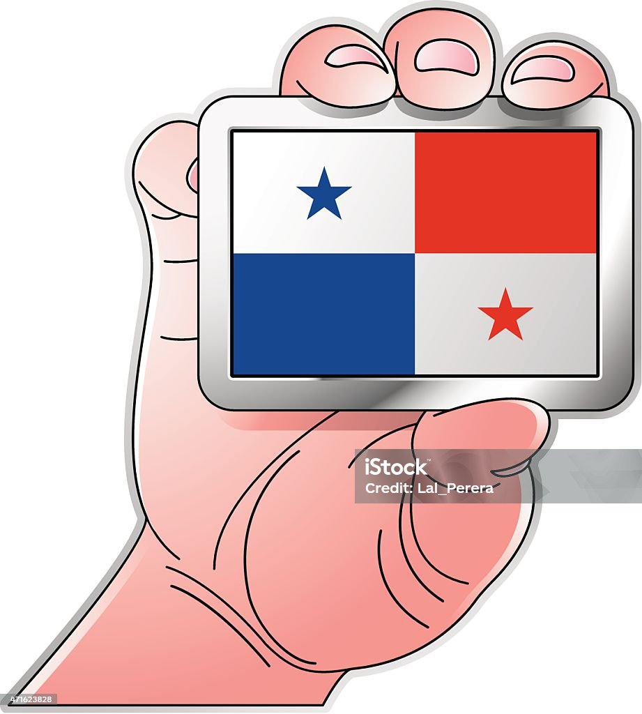 hand holding Panama flag Pink & black cartoon hand holding Panama flag 2015 stock vector