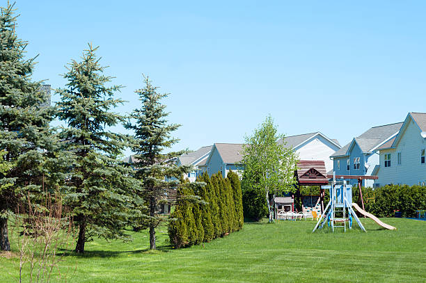 istock Typical American backyard with child playground 471624045
