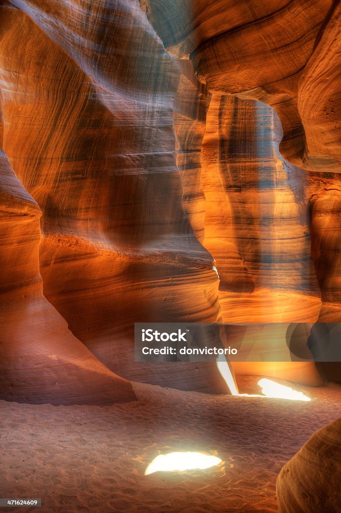 Antelope Canyon Sandstone Walls Antelope Canyon - and sun rays, Page Utah USA Abstract Stock Photo