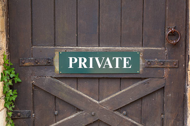 istock Exterior door with Private sign 471624863