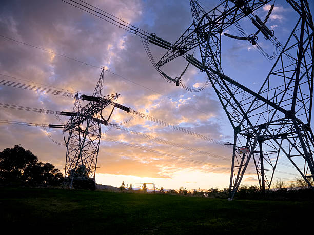 istock nice view of high voltage electricy towers 471625039