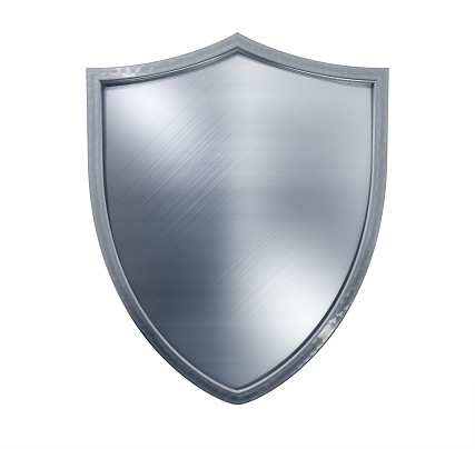 Metal shield isolated on white.