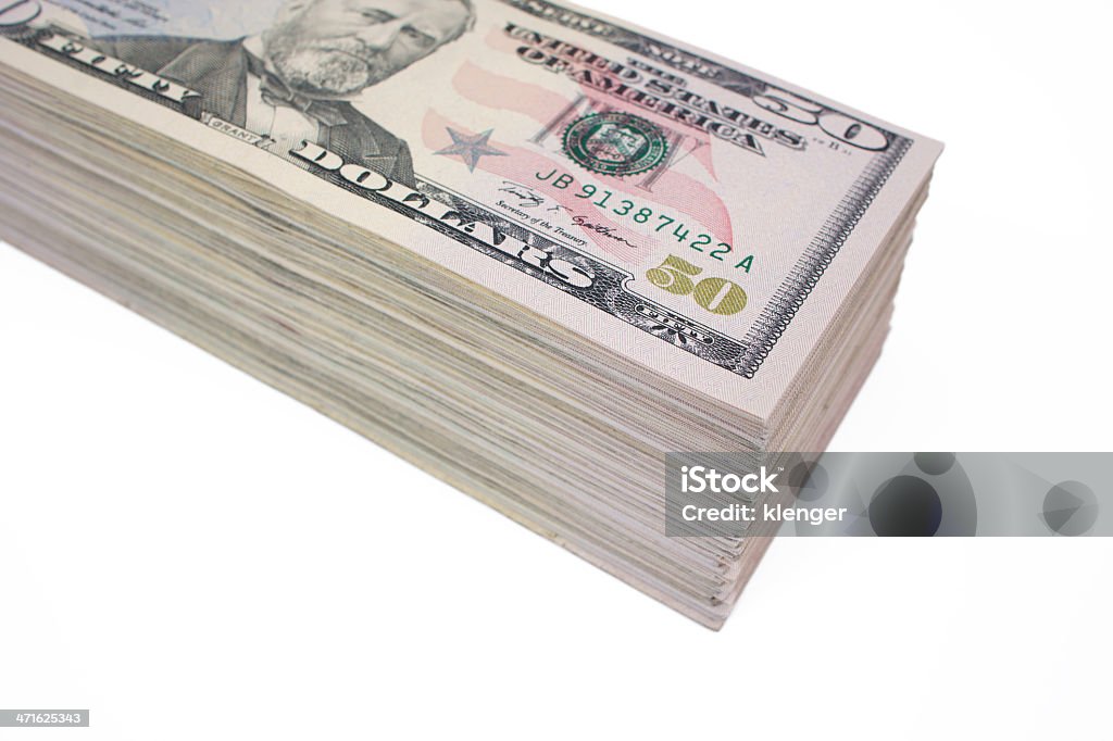 Pila de cincuenta dólares - Foto de stock de Billete de banco libre de derechos