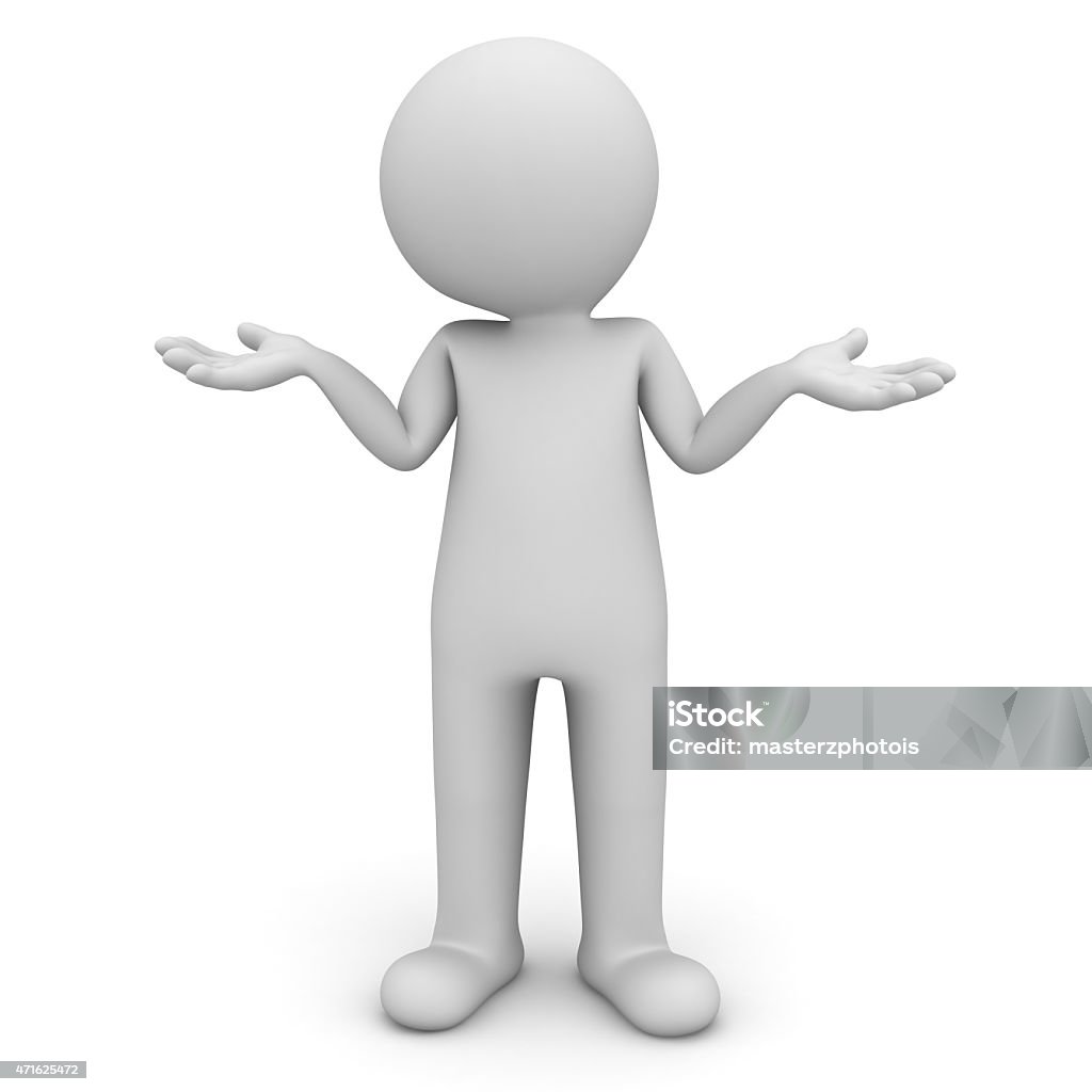 3d Man Standing And Having No Idea Stock Photo - Download Image Now - Three  Dimensional, Cartoon, White People - iStock