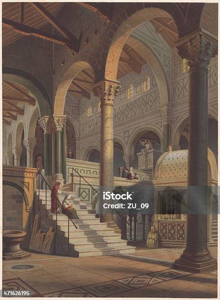 San Miniato Near Florence Xith Century Lithograph Published In 1861 Stock Illustration - Download Image Now