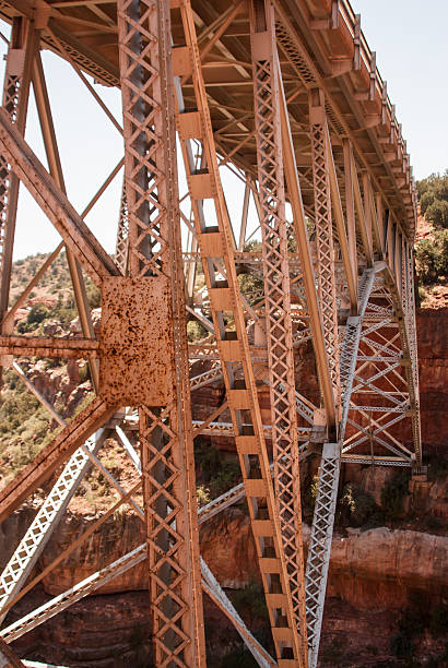 istock Metal bridge spans canyon 471627369