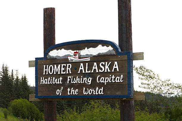 homer alaska ippoglosso pesca, della capitale mondiale - homer foto e immagini stock