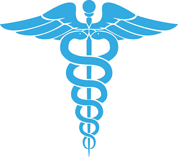 illustrazioni stock, clip art, cartoni animati e icone di tendenza di caduceo simbolo medico - salute immagine