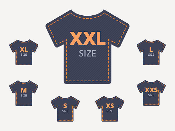 размер одежды футболка наклейки набор. - label textile shirt stitch stock illustrations