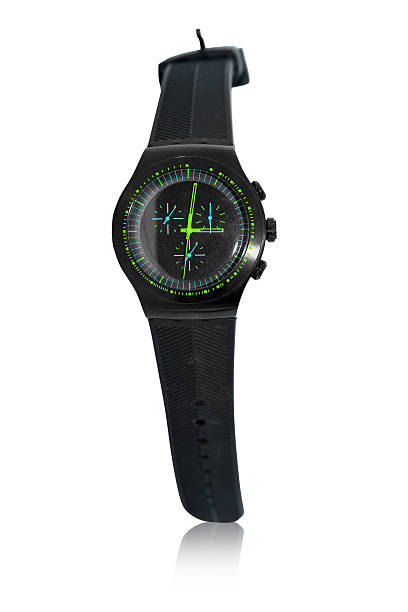 istock Black wristwatch on white background 471629987