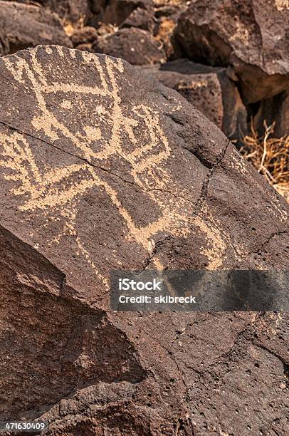 Petroglyph Of Kachina Dancer Stock Photo - Download Image Now - Art, Art And Craft, Basalt