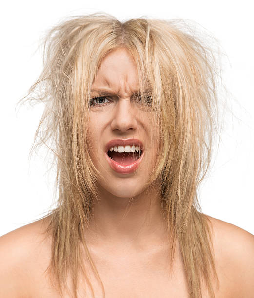 bad włosy dzień - frustration one person blond hair displeased zdjęcia i obrazy z banku zdjęć