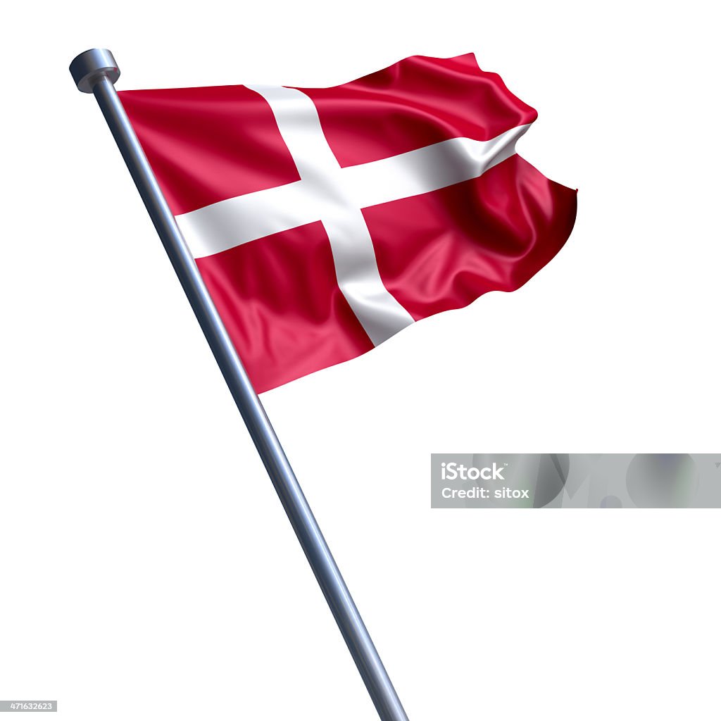 Flag of Denmark Изолирован на белом - Стоковые фото Баннер - знак роялти-фри