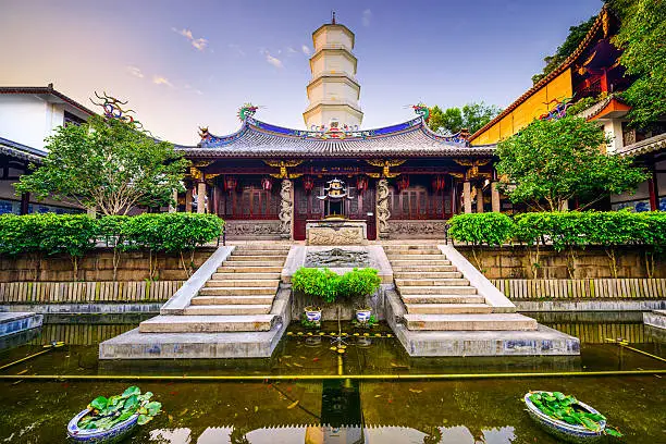 Fuzhou, Fujian, China at the White Pagoda Temple on Yushan Hill.