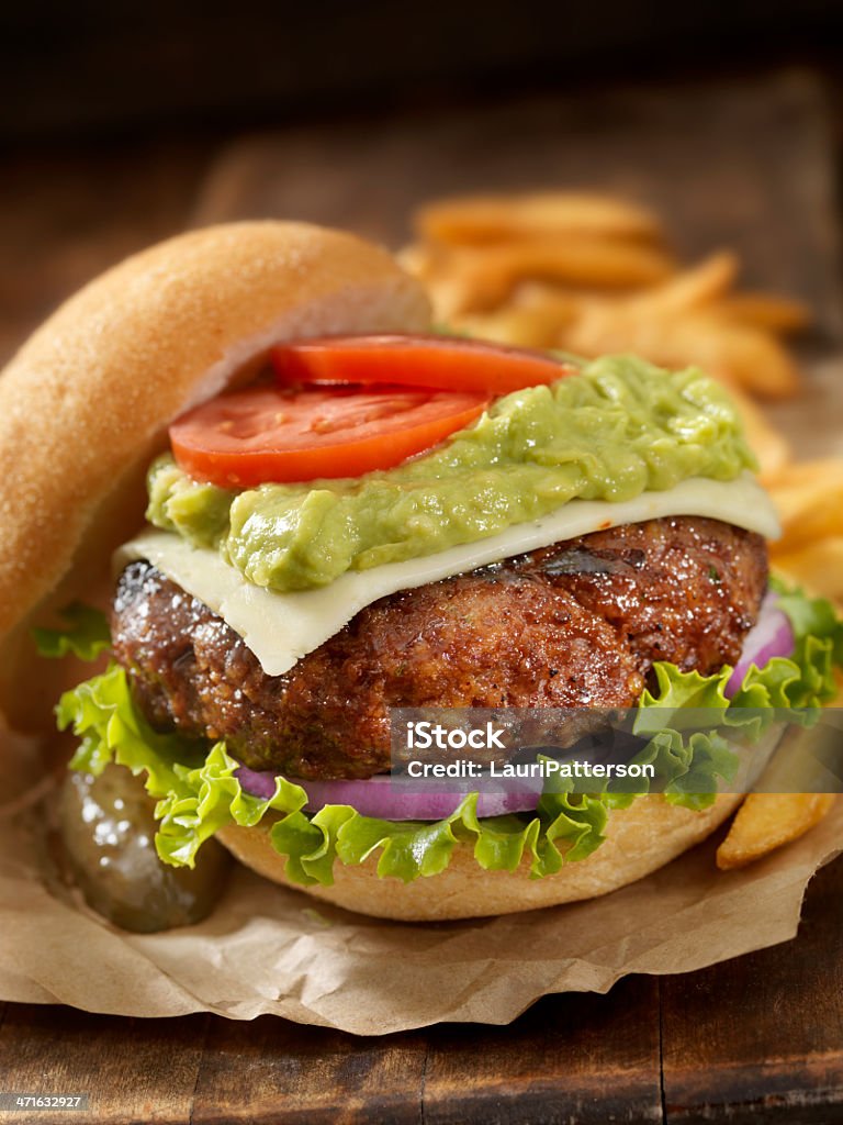 O Guacamole Bacon Burger - Royalty-free Hambúrguer - Comida Foto de stock