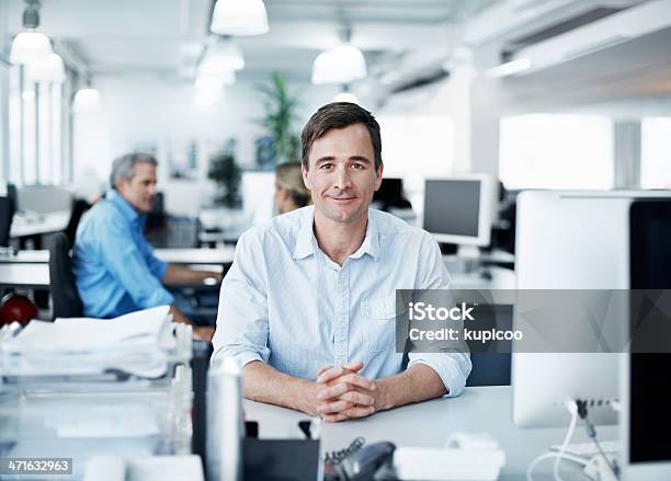 Comfortable In His Work Environment Stock Photo - Download Image Now - 30-39 Years, Adult, Adults Only