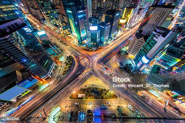 A View Of The Traffic In Seoul From Above Stock Photo - Download Image Now - Seoul, City, South Korea