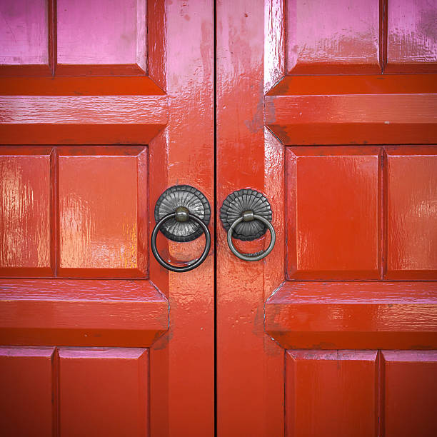 istock Red chinese door at  Temple 471633870