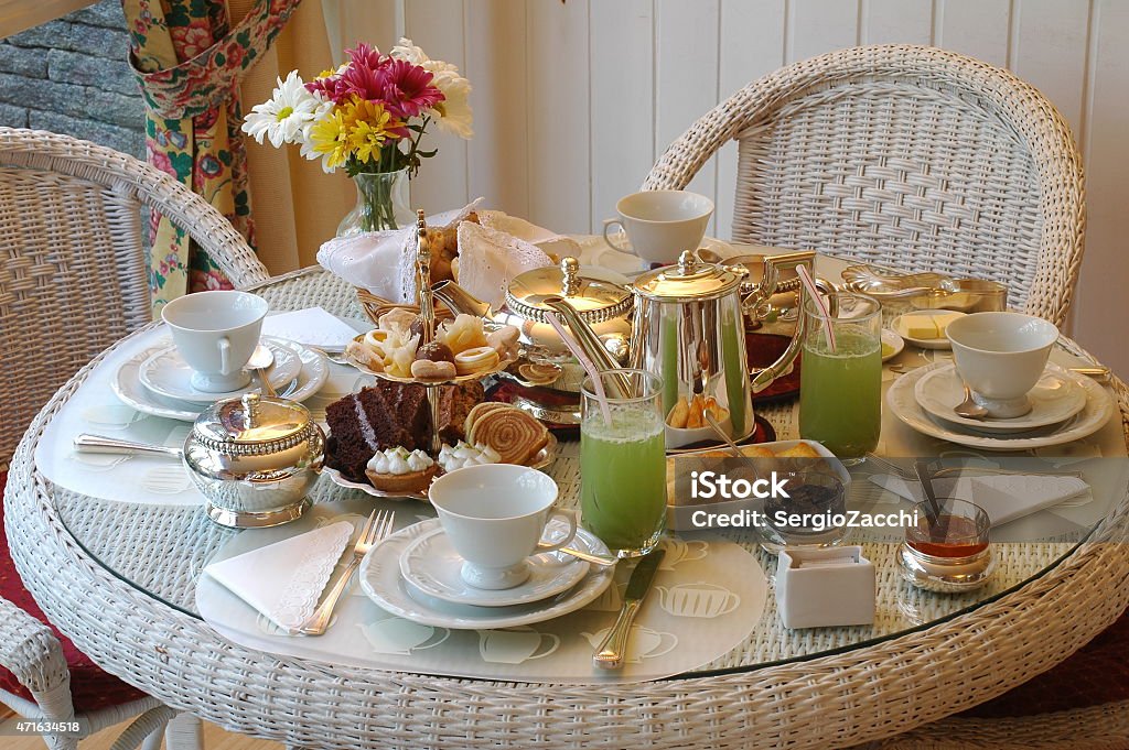 English Afternoon Tea. Typical English Afternoon Tea. Flower Stock Photo