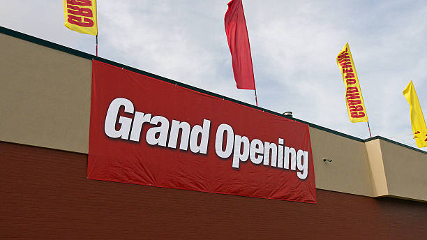 Grand opening sign. stock photo