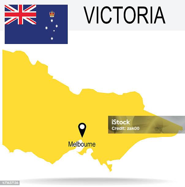 The Australian Territories Of Victorias Map And Flag Stock Illustration - Download Image Now