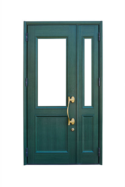 istock Closed wooden green door 471637272