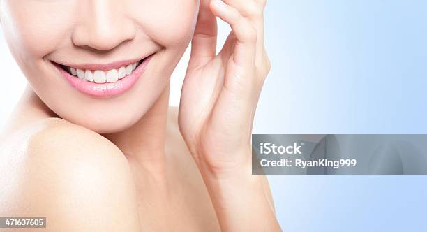 Beautiful Young Woman Teeth Close Up Stock Photo - Download Image Now - Smiling, Women, One Woman Only