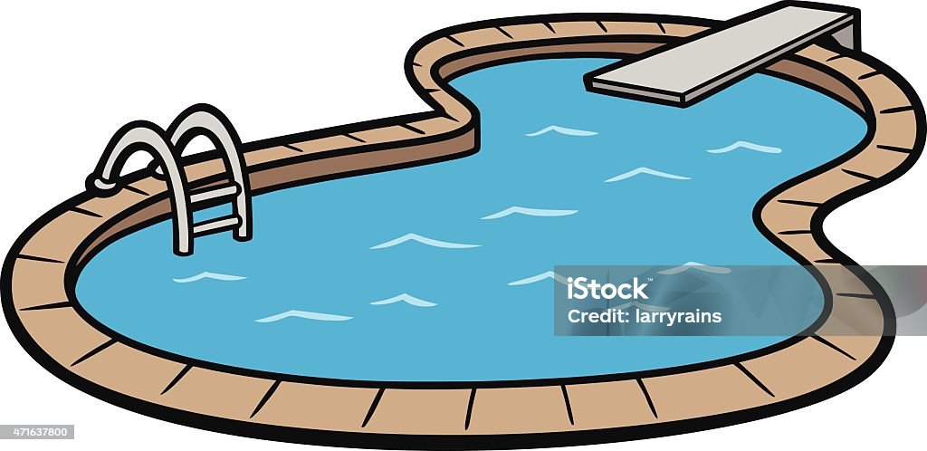 Vector Art Of An In Ground Swimming Pool Stock Illustration - Download  Image Now - Swimming Pool, Cartoon, Diving Board - iStock