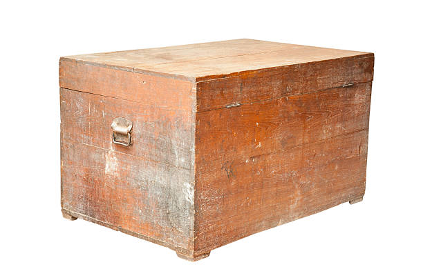 istock Vintage wooden chest over white. 471638605