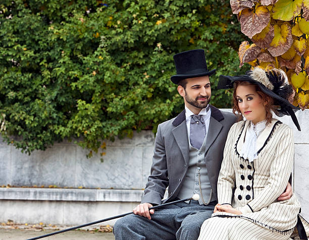 istock Vintage dressed couple in the park 471639011