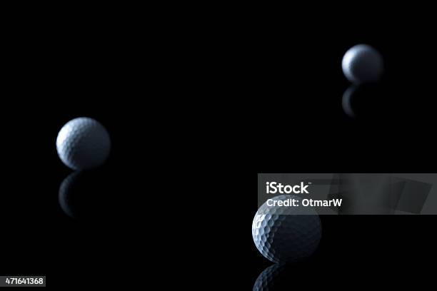Golf Balls Isolated On Black Background Stock Photo - Download Image Now - Black Background, Golf Ball, 2015