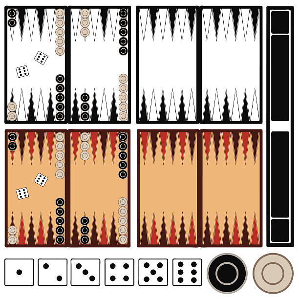 illustrazioni stock, clip art, cartoni animati e icone di tendenza di backgammon gioco - backgammon board game leisure games strategy