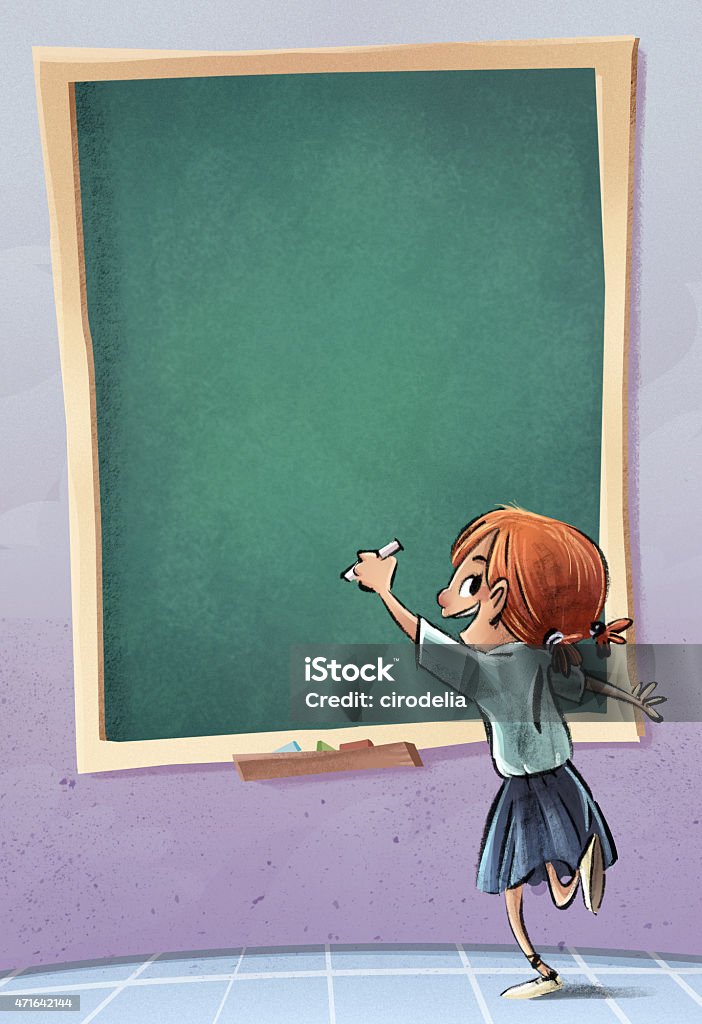 girl writing on the board This image is of a girl writing on the blackboard, this illustration is totally made on a computer and I am the author of the work. 2015 stock illustration