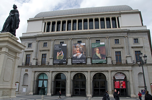 Madrid, Spain - April 3, 2013: Teatro Real ( Royal Theater) in Madrid, or simply El Real  as it is known colloquially,  is a major opera house located in Madrid, Spain.