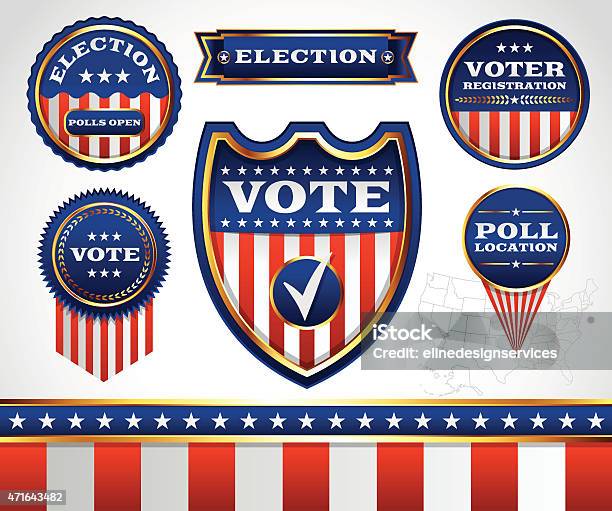 Vector Set Of Election And Voting Badges And Labels Stock Illustration - Download Image Now
