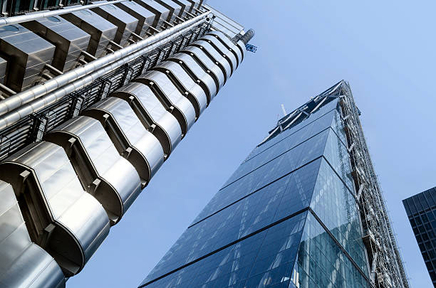 richard rodgers edifici della city di londra - steel construction site construction glass foto e immagini stock