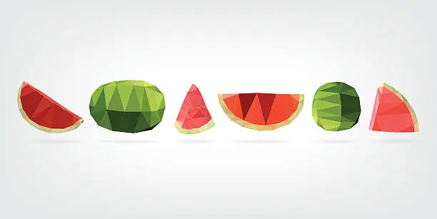 Vector illustration of Low Poly Watermelon