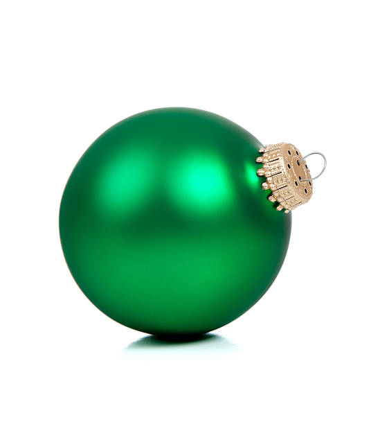 istock Green Christmas ornament/bauble on white with copy space 471643719