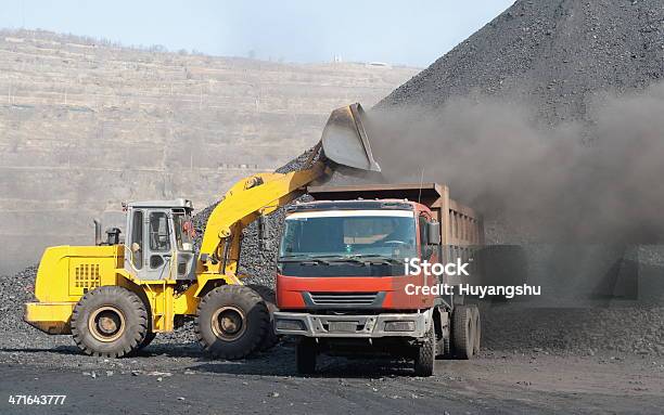 Openpit Mine With Earth Move Stock Photo - Download Image Now - Backhoe, Boulder - Rock, Bulldozer